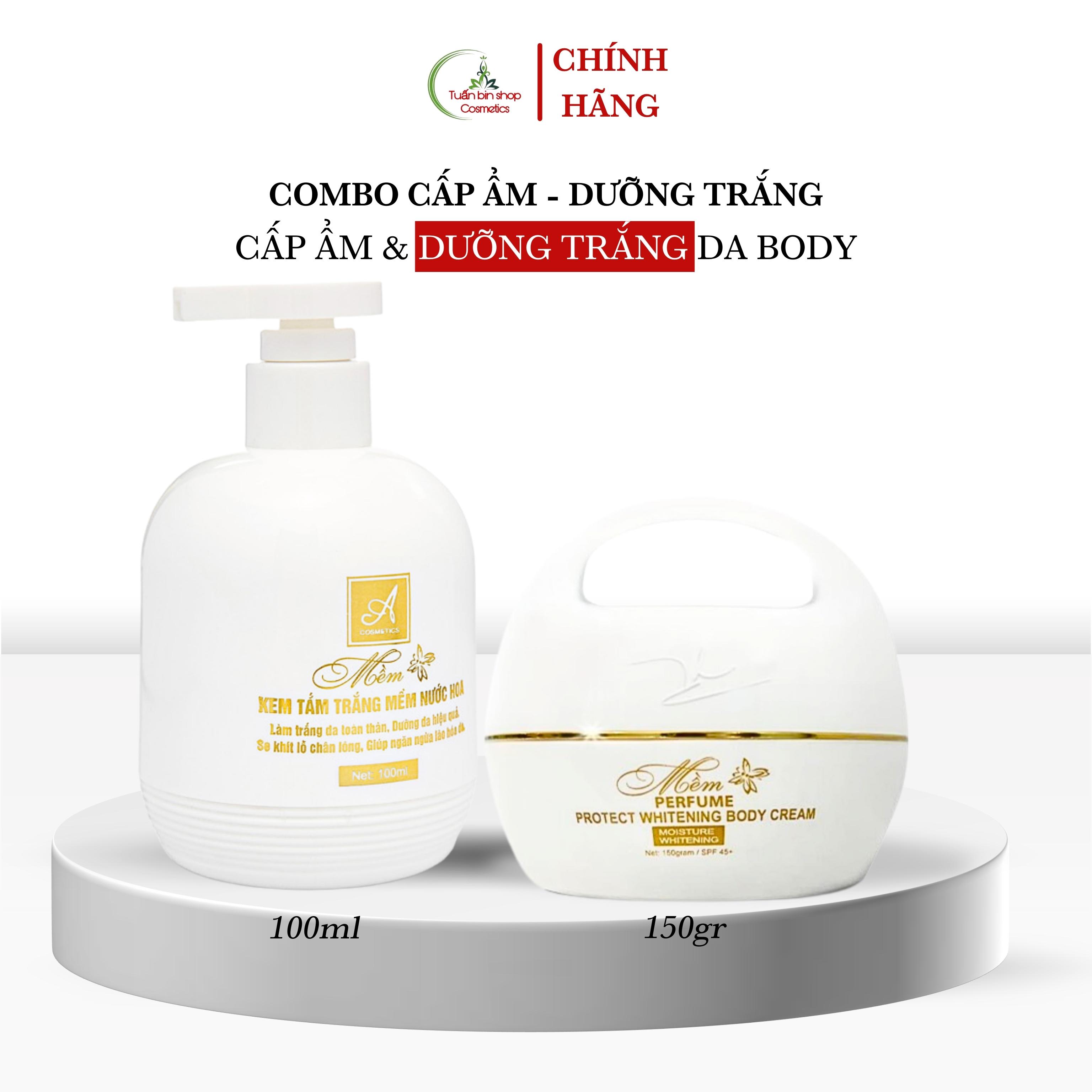 Combo Kem body mềm Acosmetics và tắm trắng mềm nước hoa, dưỡng trắng da toàn thân 250g