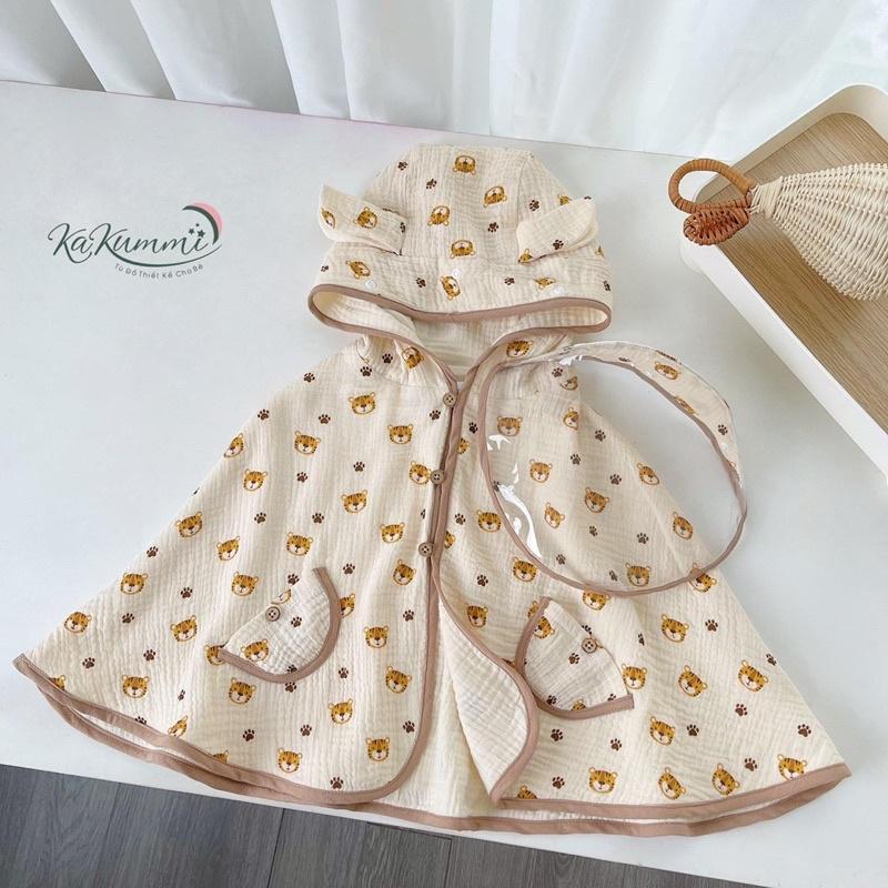 vải xô muslin 2 lơp cao cấp hình chú hổ siêu xinh hàng loại 1