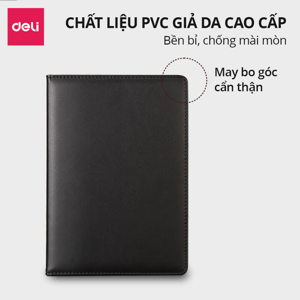 Sổ Da Sổ Tay Ghi Chép Kẻ Ngang 25K/ A5 Cao Cấp, Sang Trọng Deli - 192 Trang, Chống Lóa 70gsm - Làm Quà Tặng Văn Phòng