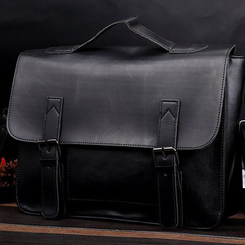 Men's Retro Briefcase Crazy Horse Leather Waterproof Laptop Business Bag