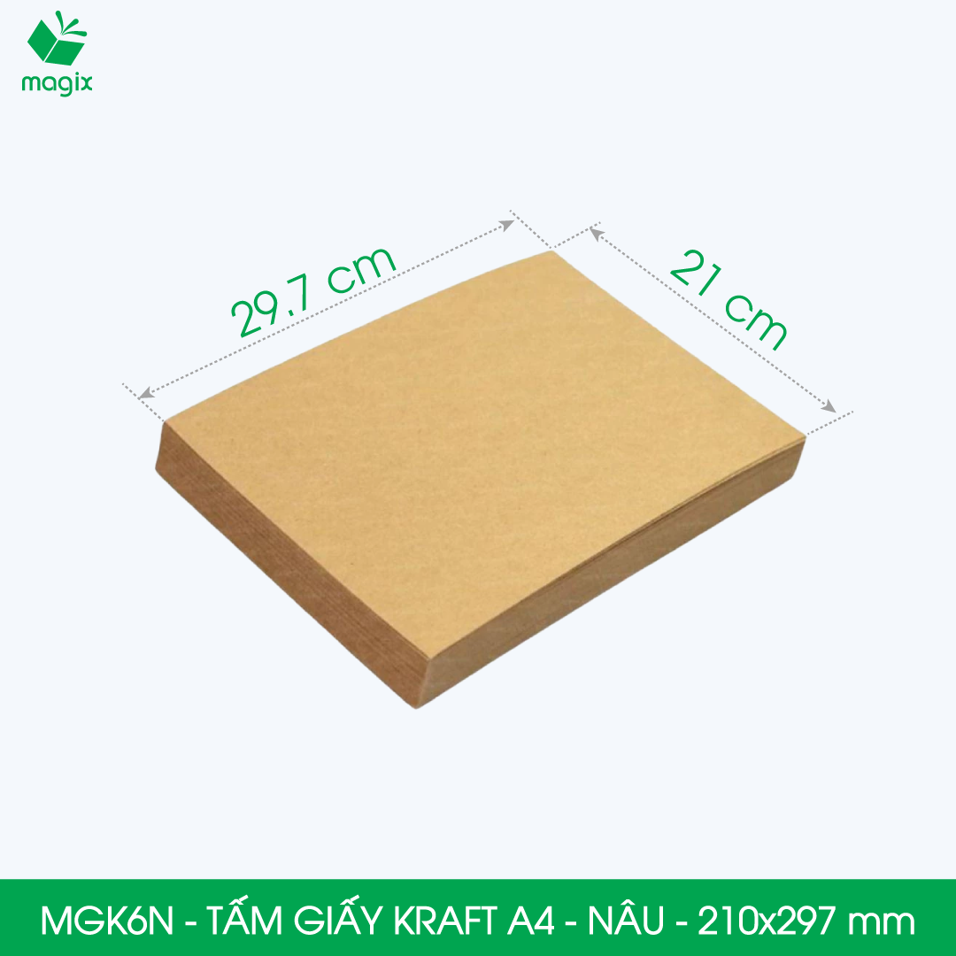 MGK6N - A4 - 70 gsm - 100 tờ giấy kraft nâu - Dùng gói hàng, bọc quà, làm nháp, chèn lót chống sốc