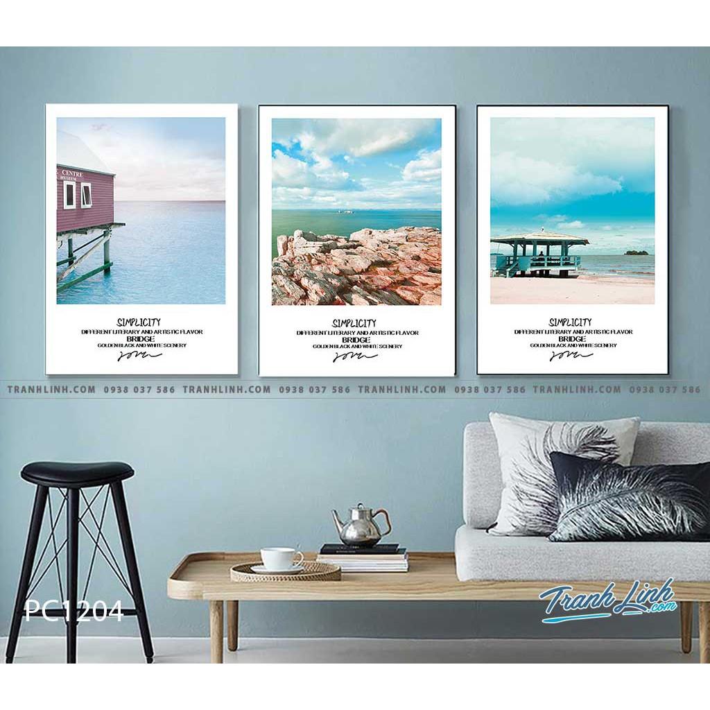 Bộ 3 tranh canvas màu xanh thiên nhiên