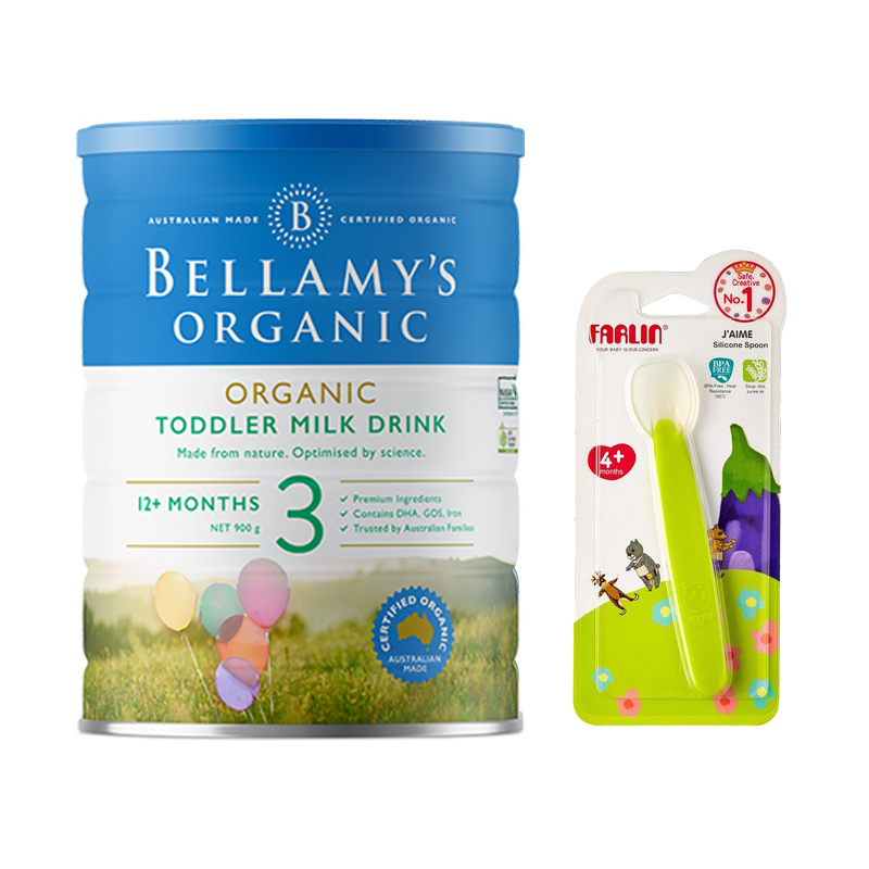 Sữa bột Bellamys Organic số 3 900g tặng thìa ăn dặm silicon Farlin