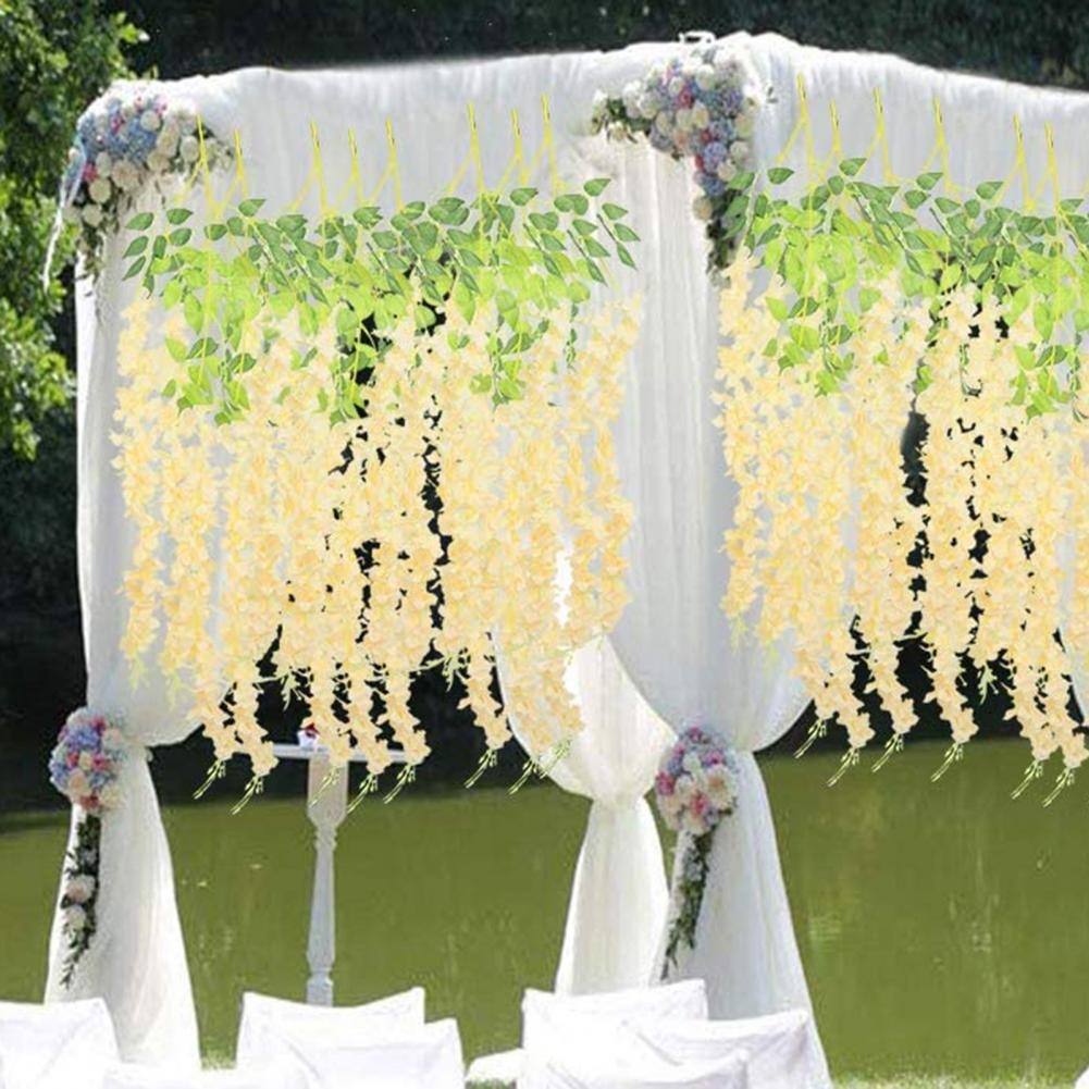 Hoa tử đằng giả, hoa giả trang trí tiền cảnh, cây giả trang trí nhà, hoa trang trí tết, dài 110cm có 3 nhánh nhỏ