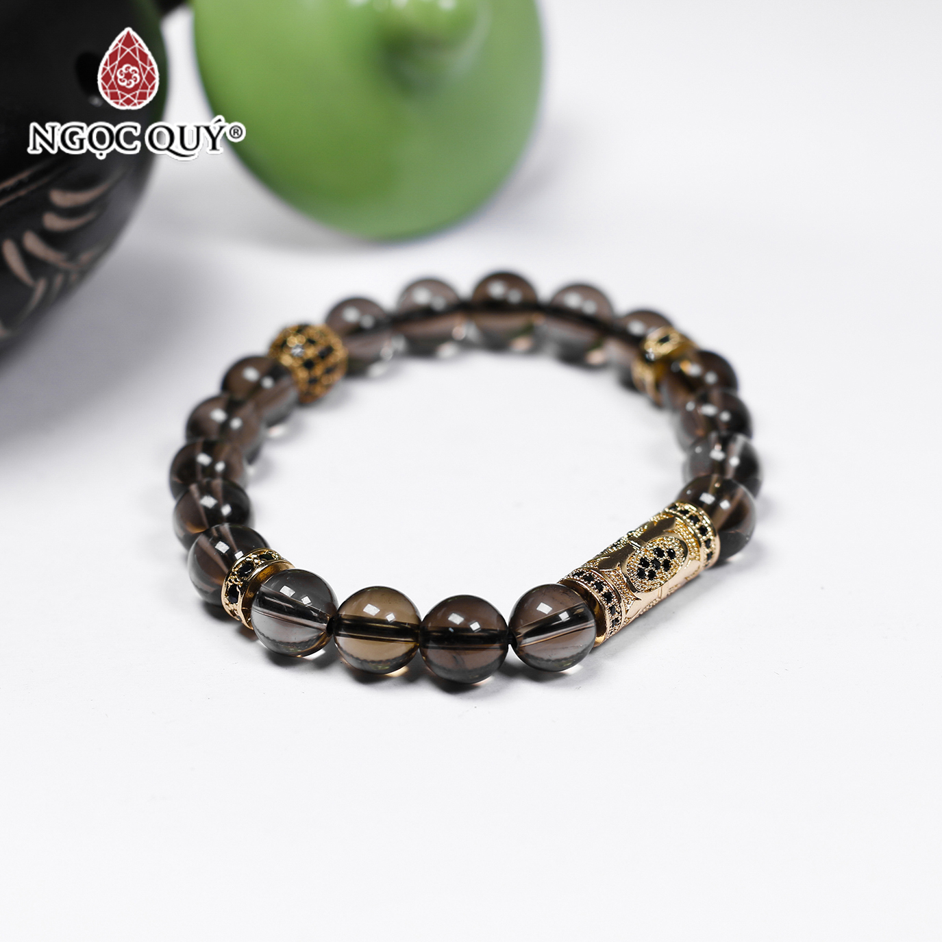 Vòng tay đá thiên nhiên phối charm hợp kim size hạt 10mm - Ngọc Quý Gemstones