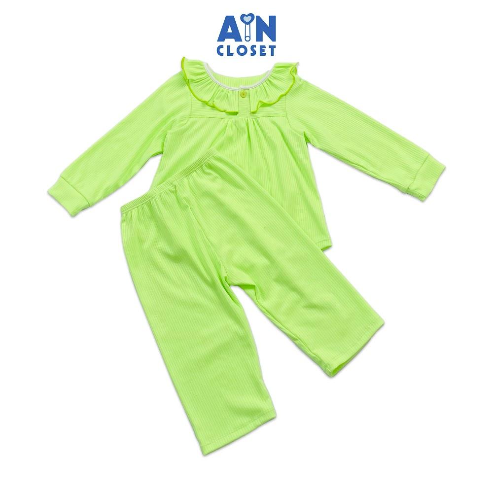 Bộ quần áo dài bé gái họa tiết Cổ Bèo Xanh nõn chuối thun cotton - AICDBGOZZUIO - AIN Closet