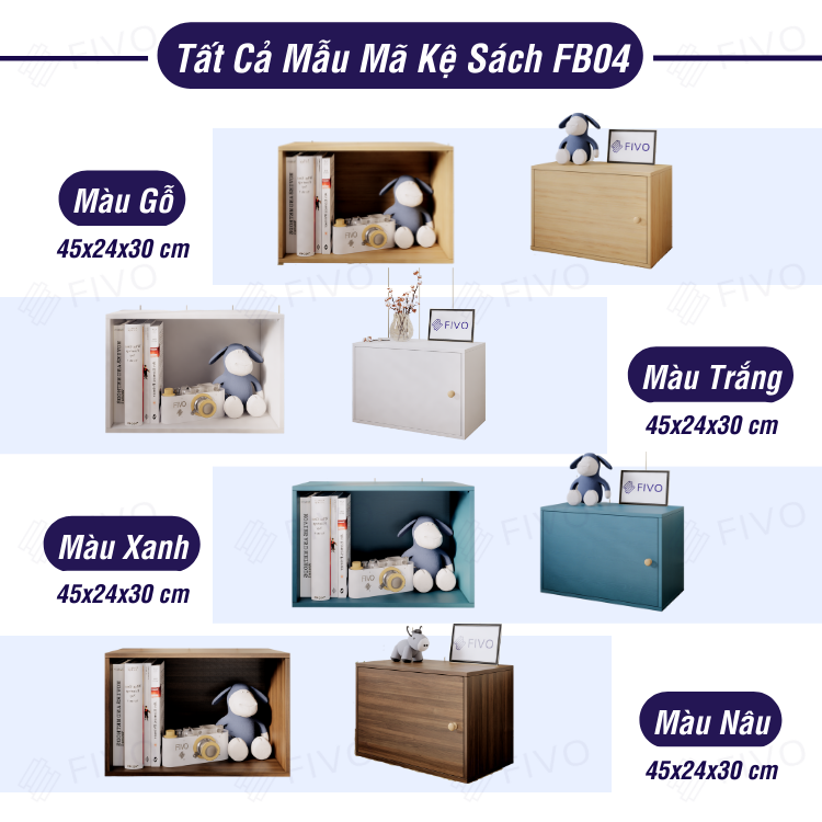 Kệ Sách Gỗ FIVO FB03, Chất Liệu MDF Chống Thấm Bề Mặt Cực Tốt, Tấm Lưng Chắc Chắn, Đa Dạng Cách Sắp Xếp - Không Cửa