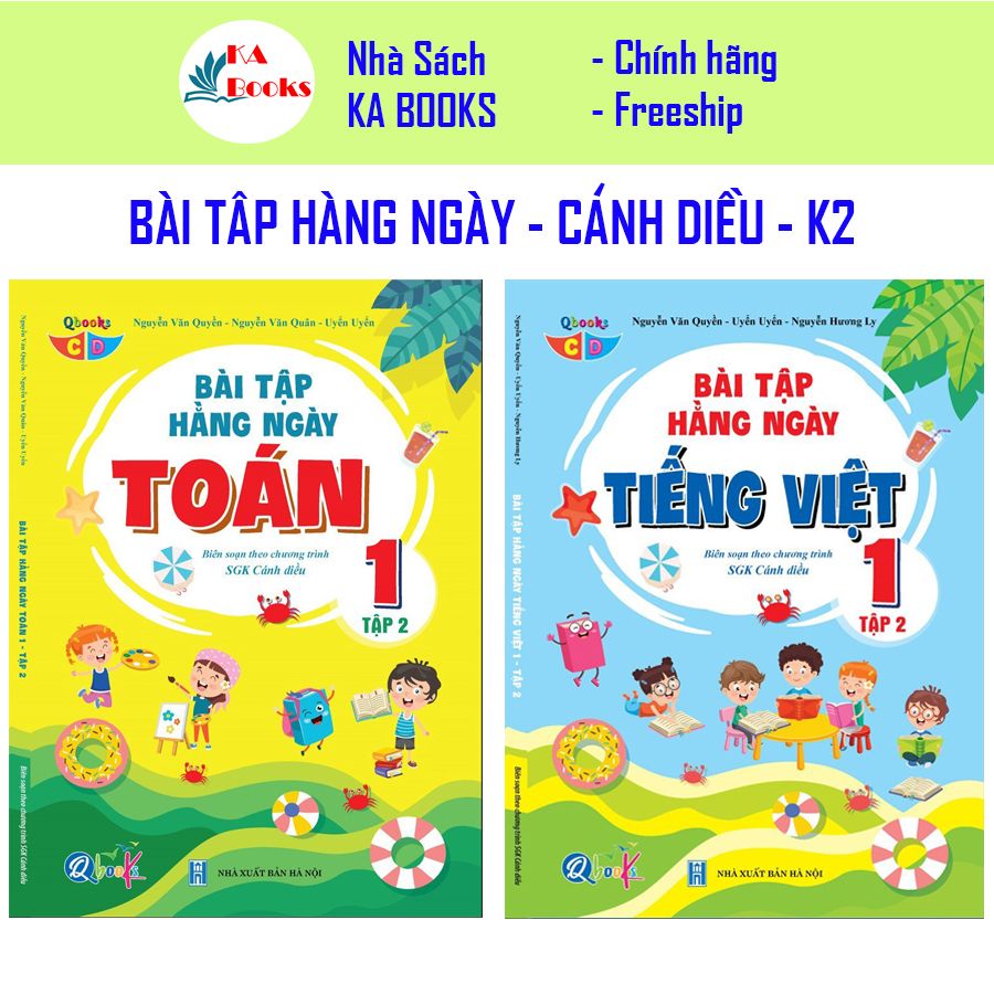 Combo Bài Tập Hằng Ngày Toán và Tiếng Việt Lớp 1 - kì 1 - Cánh diều (2 quyển)