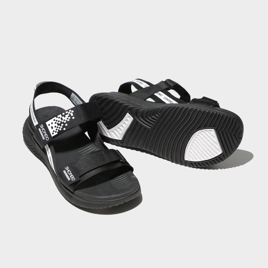 Giày Sandals Nam Nữ Shondo F7 Continew Full Đen F7N1016