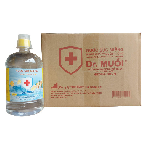 1 thùng 12 chai Nước súc miệng Dr. Muối hương Gừng ấm áp (500ml)