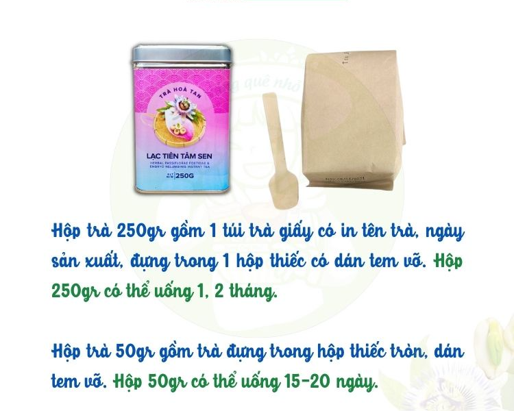 Trà Lạc Tiên Tâm Sen hòa tan Hygie 250gr giúp giảm căng thẳng ngủ ngon