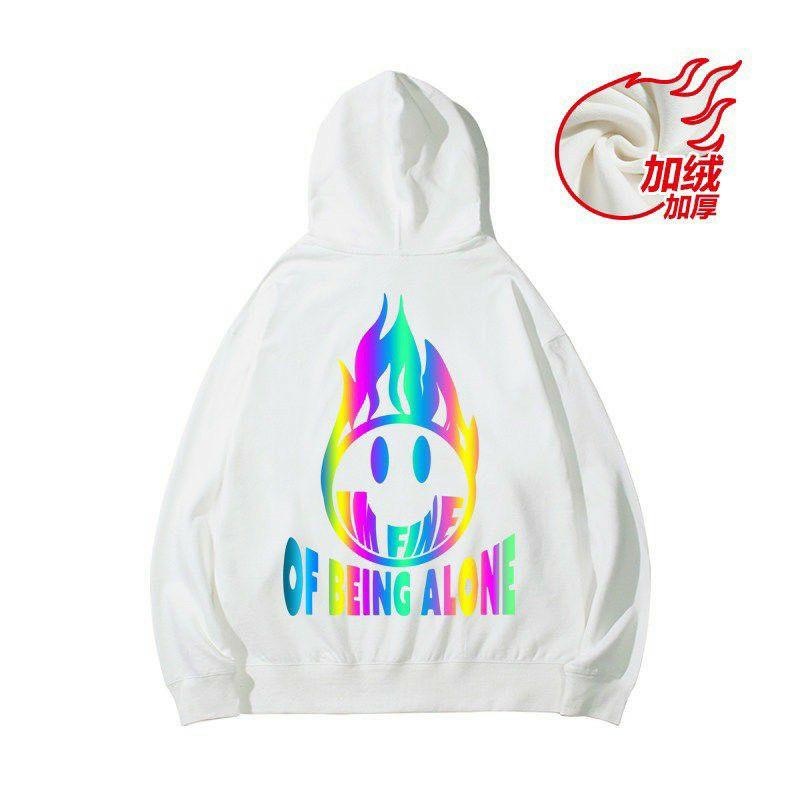 Áo khoác hoodie unisex phản quang 7 màu, 2 màu trắng đen phong cách hiphop cực chất