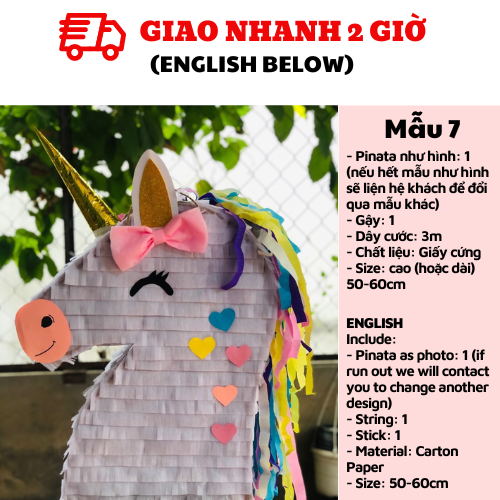 Pinata kỳ lân Unicorn cho bé nhiều mẫu upkp20