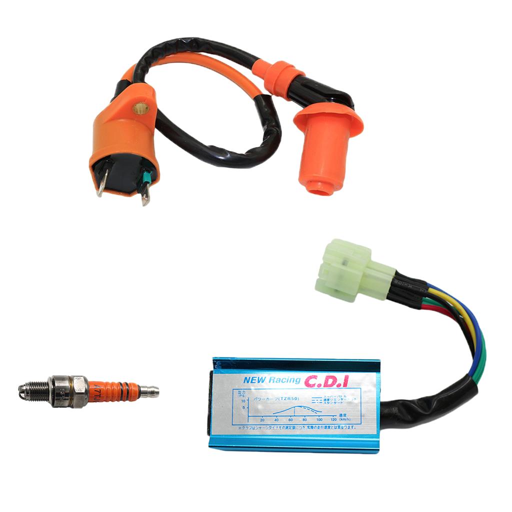 Racing Ignition Coil+3 Spark Plug+6 pins CDI for GY6 50cc 125cc 150cc ATV