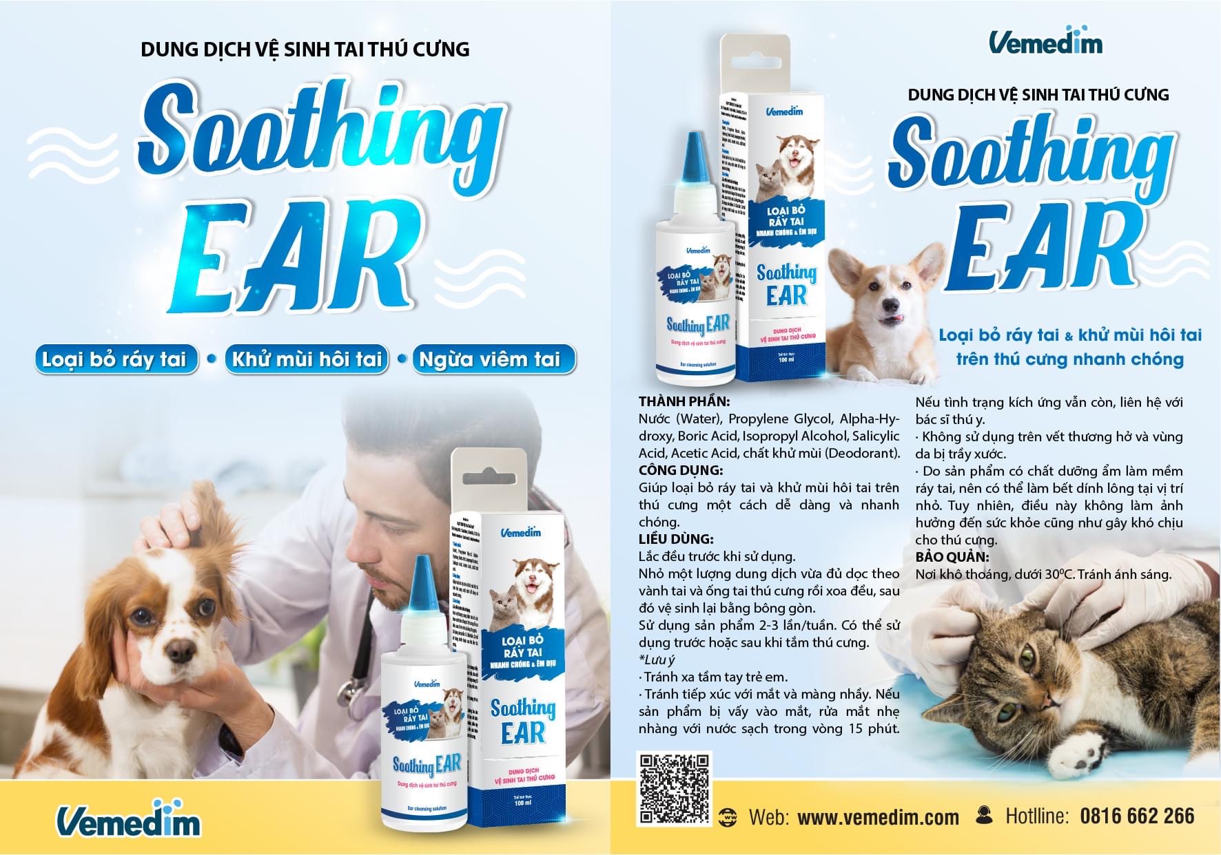 Soothing EAR - Dung dịch vệ sinh tai thú cưng, loại bỏ ráy tai chó mèo