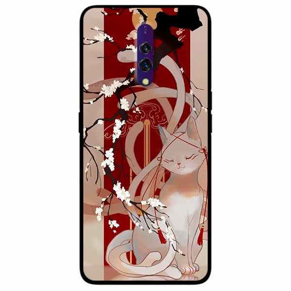 Ốp lưng in cho Realme X Mẫu Mèo Cành Hoa Đào