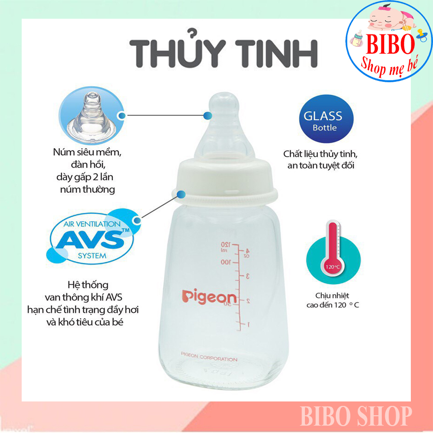 BÌNH SỮA THỦY TINH MẪU MỚI PIGEON