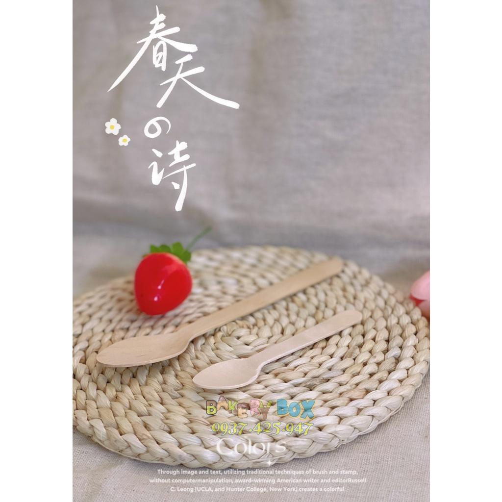 100 Muỗng gỗ nhỏ 11cm dùng ăn tiramisu , panna cotta, mousse