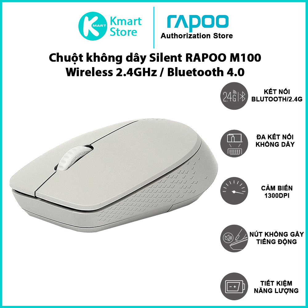 Chuột Không Dây Silent Wireless Và Bluetooth RAPOO M100 - Hàng Chính Hãng