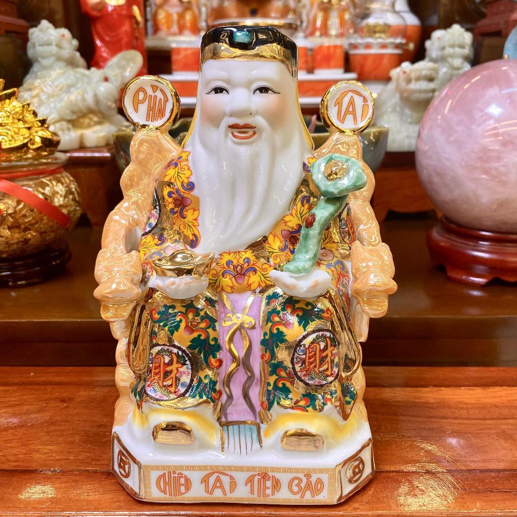 Tượng thần tài, thổ địa gấm đỏ RỒNG VIỆT, tượng thần phát gốm sứ cao cấp
