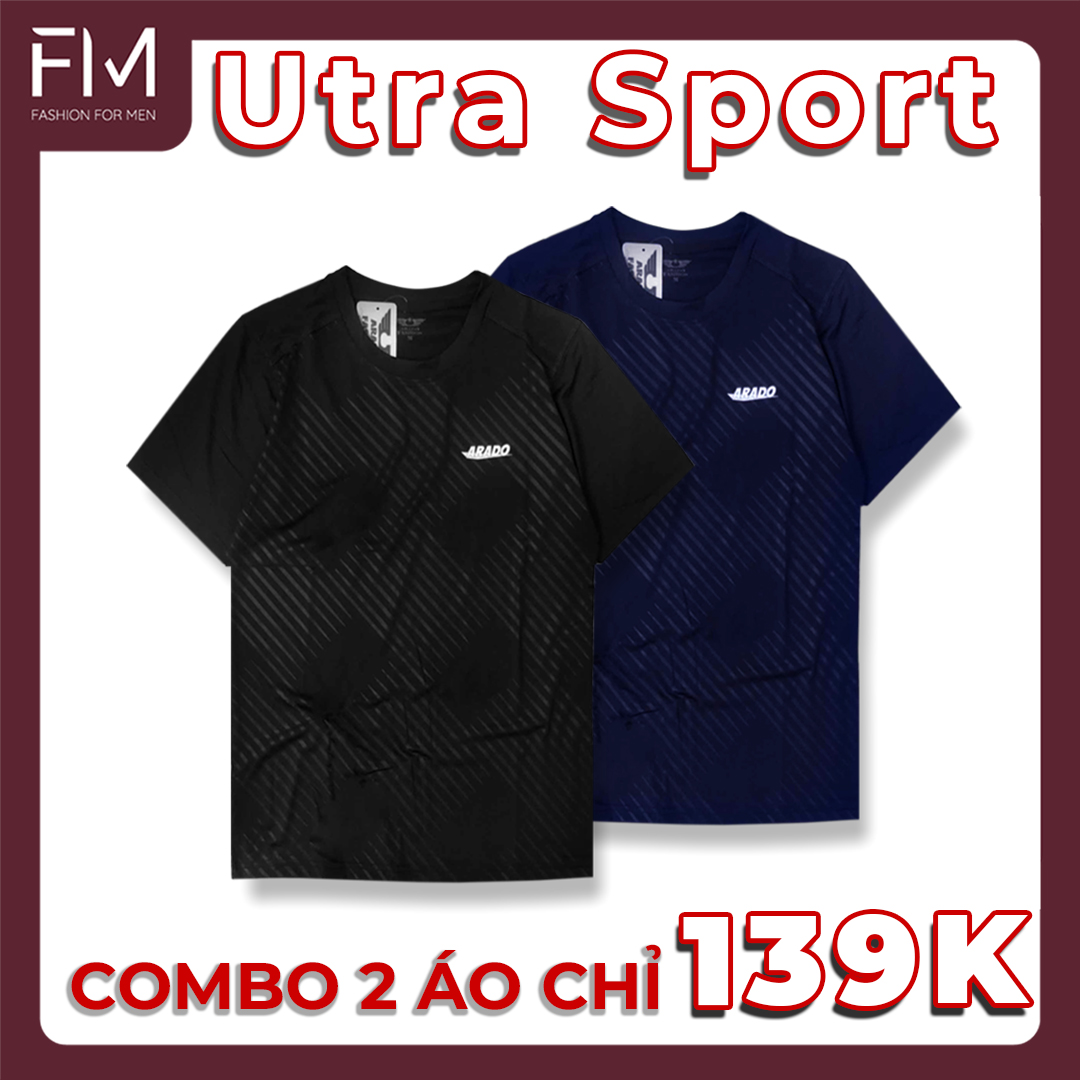 Combo 2 áo sport, áo thun thể thao nam, thiết kế họa tiết sọc chéo, chất thun mát lạnh co giãn tốt - FORMEN SHOP - FMCB2TY001