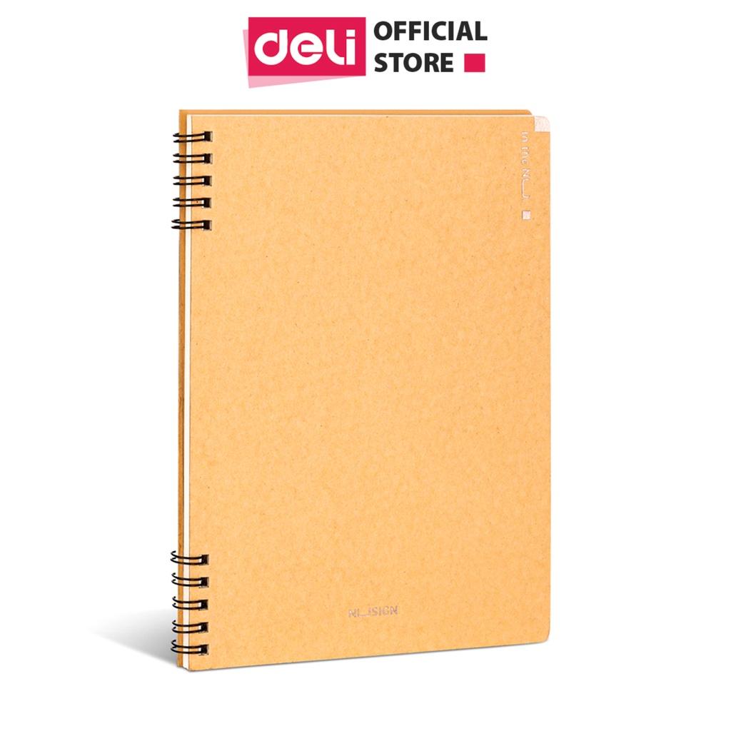 Sổ Còng Gáy Xoắn 10 Còng Bìa Kraft A5 60 Trang Kẻ Ngang Nusign Deli - Phù Hợp Làm Sổ Kế Hoạch Planner Sử Dụng Như Tập Vở Học Sinh - NS291