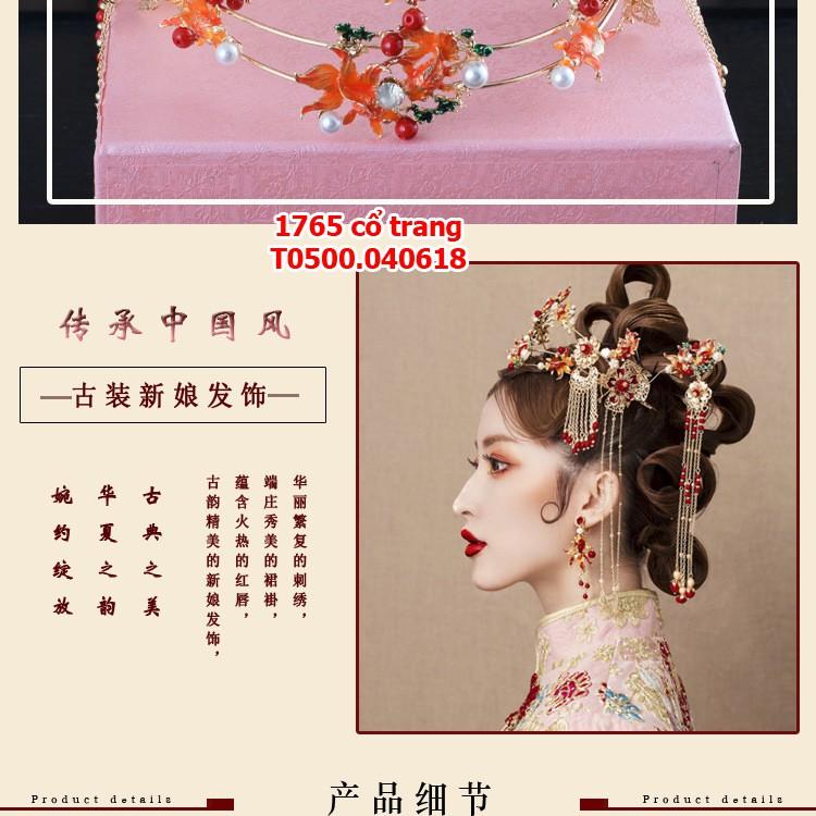 Cô dâu cài tóc cổ trang mẫu mới bông tai cá may mắn