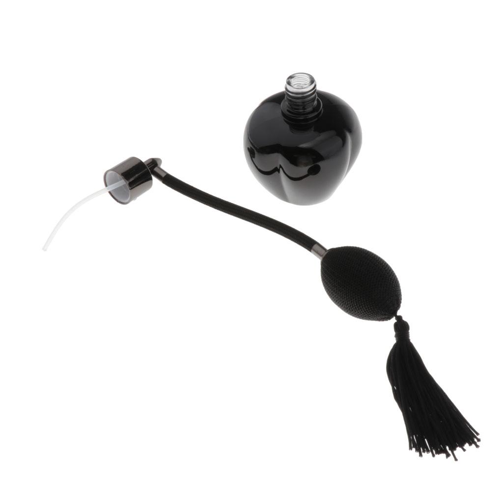 Refillable Empty Glass Perfume Bottle Black Bulb Tassel Spray Atomizer 100ml