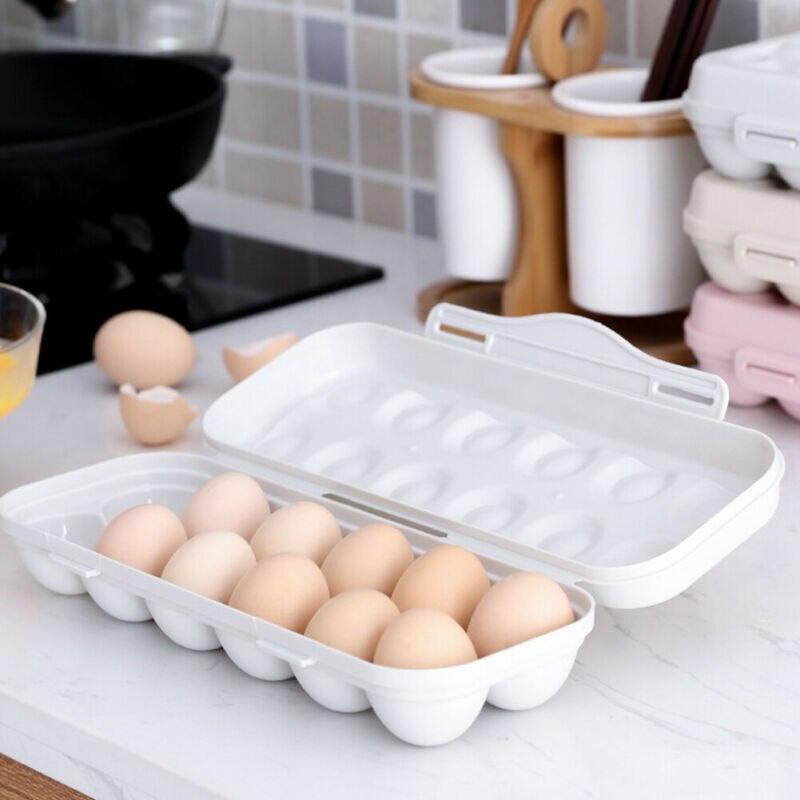 Kitchen Refrigerator Drawer Organizer 10 Grids Egg Plastic Box Food Storage Organizer Anti-Collision Storage Box Egg Container