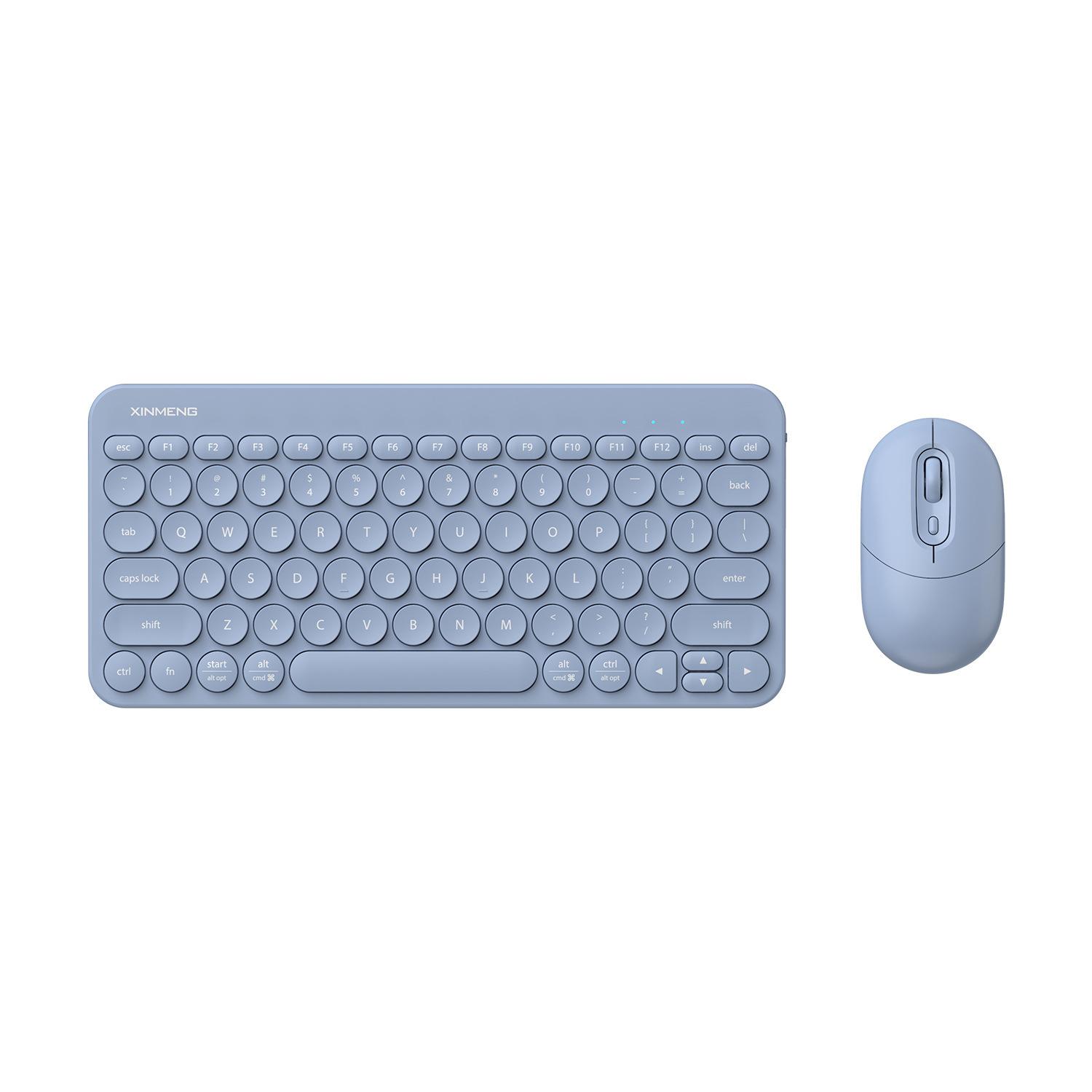 Giá thấp nhất Xinmeng RF702 bàn phím bluetooth không dây bộ chuột máy tính bảng máy tính xách tay có thể sạc lại punk bàn phím nắp tròn
