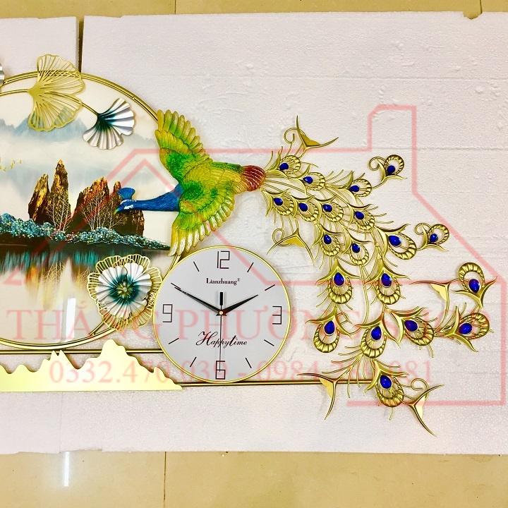 Đồng Hồ Treo Tường - Đồng Hồ Trang Trí Khổng Tước Sum Vầy TP-074-1