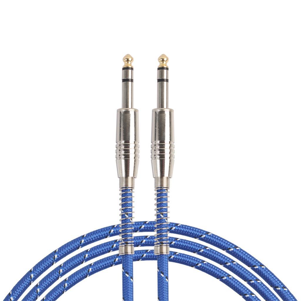 2xBass Guitar 6.35mm Stereo Male to Male Audio Cable Nylon Braided Cable 1m