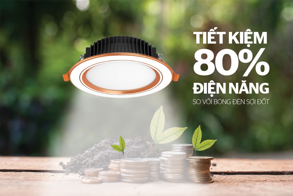 Đèn LED Downlight viền vàng 3 màu Sunhouse SHE-DL02-03/7W-VV