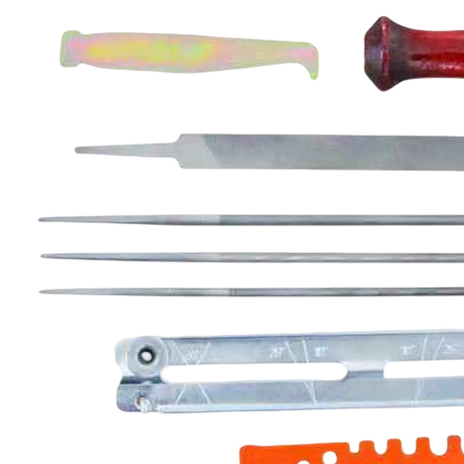 10 Pieces Professional Chainsaw File Kit with Tool Pouch Repair Tool