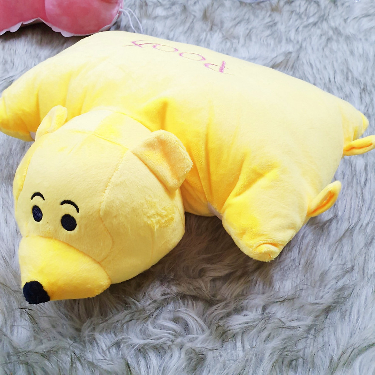 Gối đi xe máy nhồi bông cho bé hình gấu Pooh 1 đầu