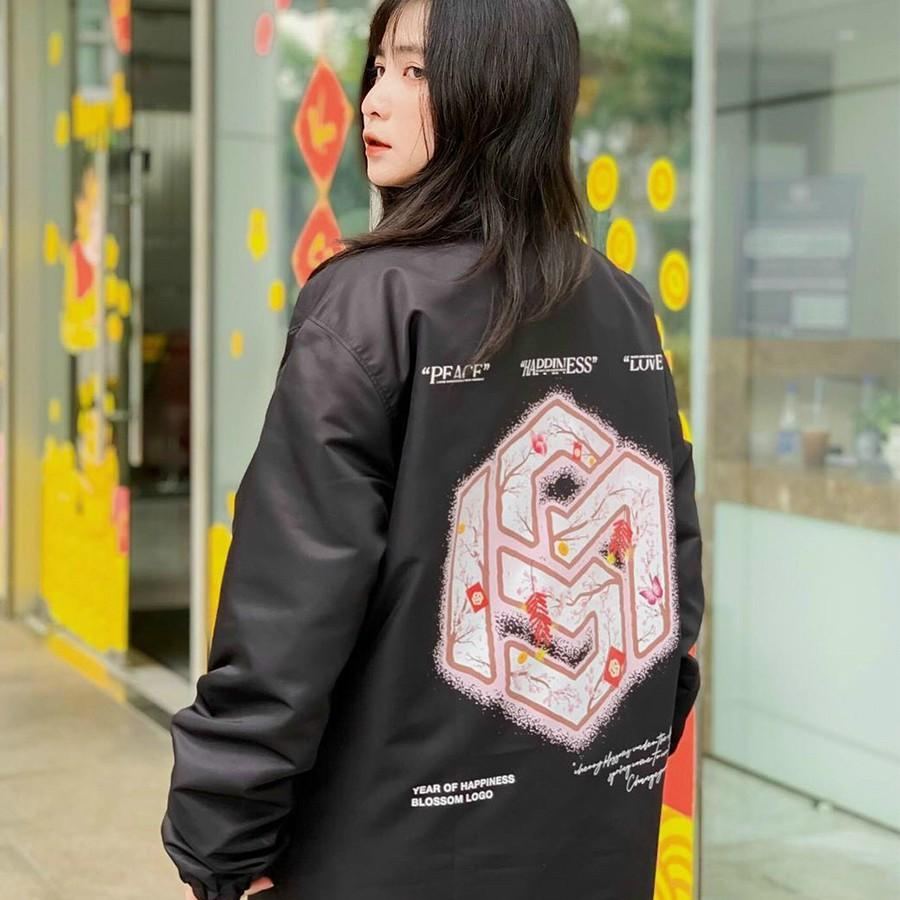 Áo khoác dù,áo jacket unisex nam nữ Form rộng phong cách Ulzzang in hình BLOSSOM