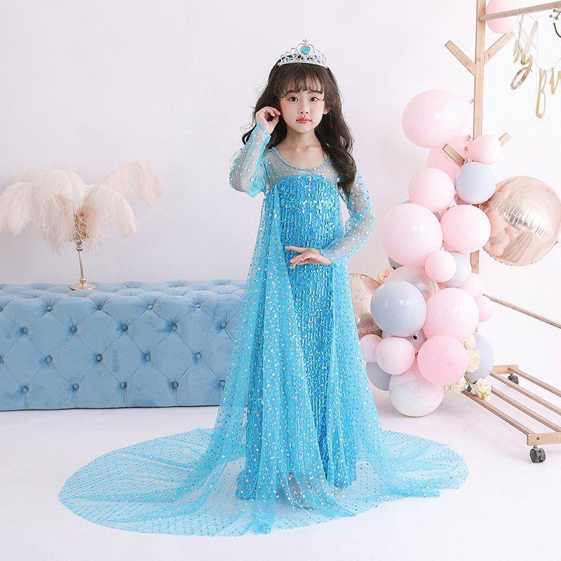 (Có Sẵn) Trang phục Nữ Hoàng Băng Giá Frozen dành cho bé gái, bộ váy đầm hoá trang công chúa Elsa cực kỳ xinh xắn