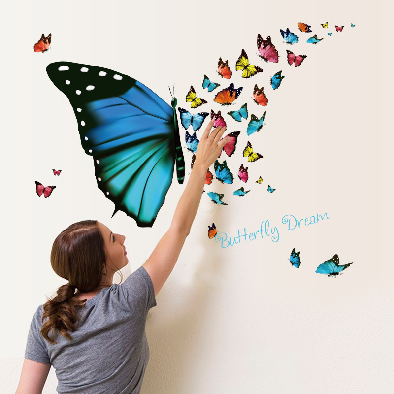 Decal dán tường bướm lãng mạn trang trí salon, spa, cửa hàng sang trọng dán được trên kính, gỗ