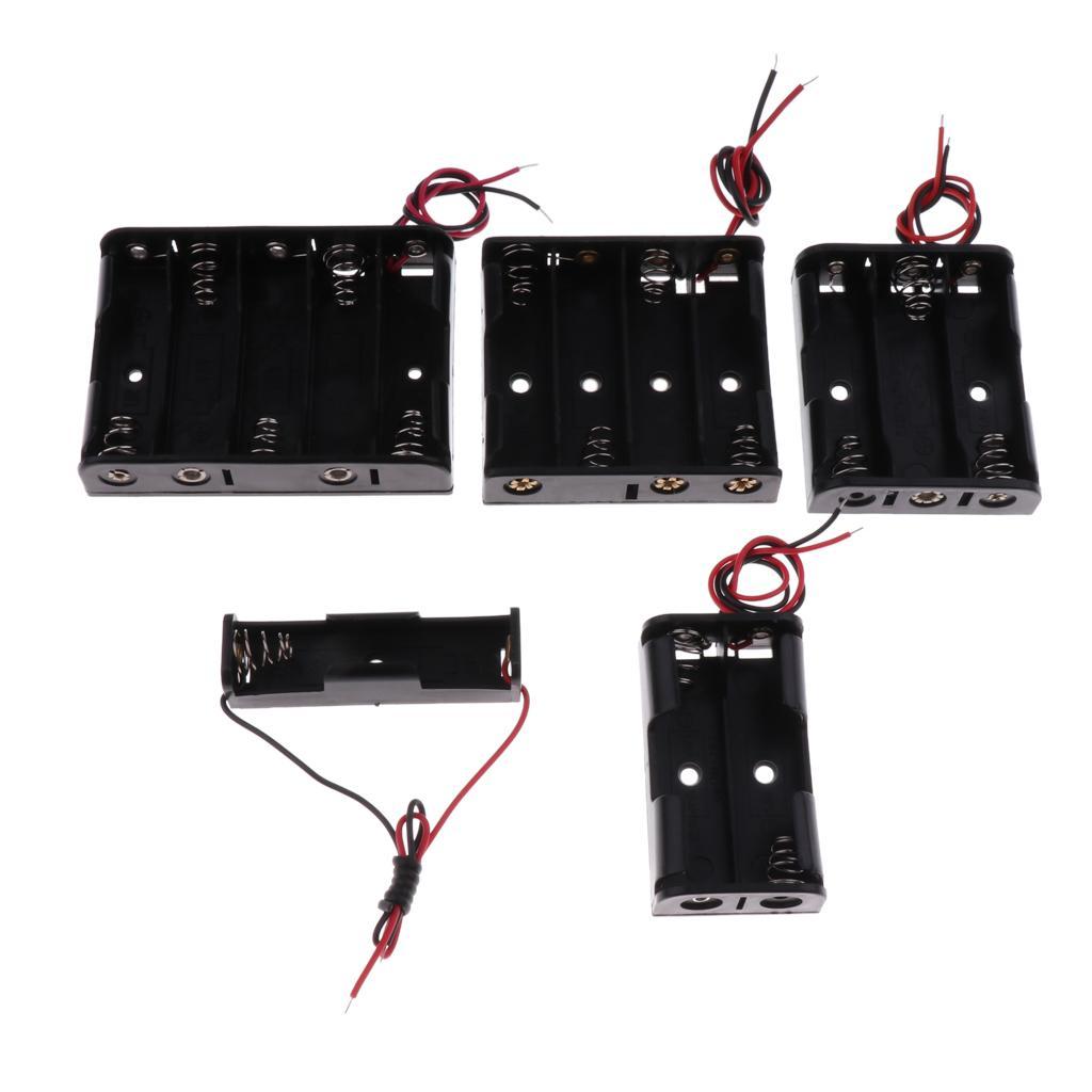 5Piece AA Battery Holder Storage Cases Protective Black