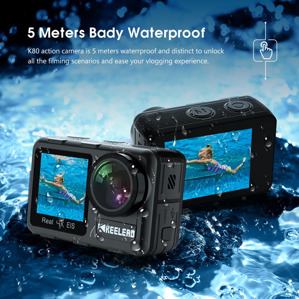 Camera Hành Động 4K 60FPS 2.0 Cảm Ứng Màn Hình Kép Wifi Chống Nước Điều Khiển Từ Xa EIS Zoom 4X Mini Quay Video Cam Thể Thao Phong Cách Osmo