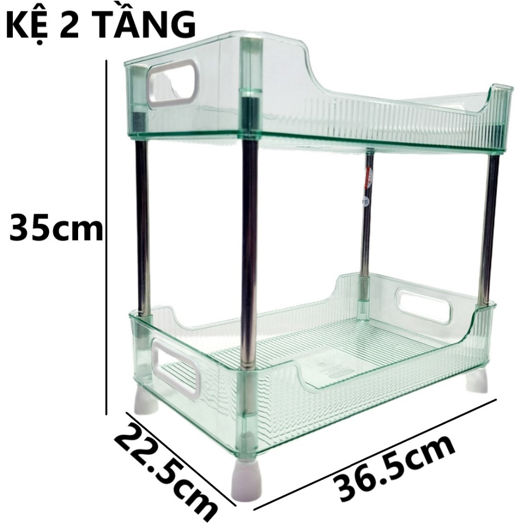 Kệ chữ nhật trong HOKORI khung inox 2 / 3 tầng nhựa VIỆT NHẬT cao cấp đựng đồ đa năng - Văn phòng, vệ sinh, phòng khách - Hàng Việt Nam