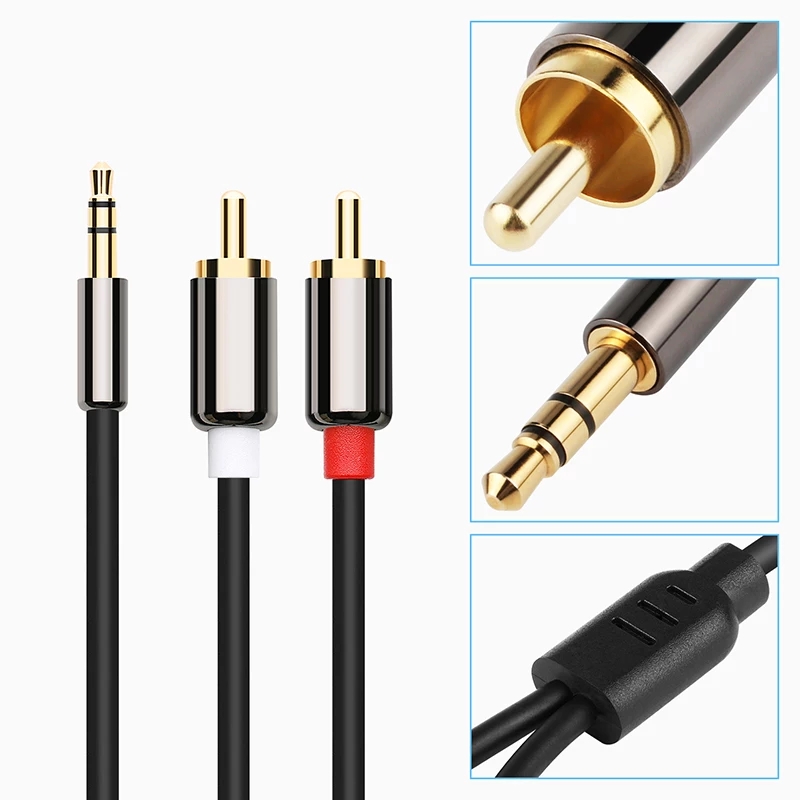 Dây Audio 3,5mm ra 2 đầu RCA (Hoa sen) dài 2M TH3.5-RCA