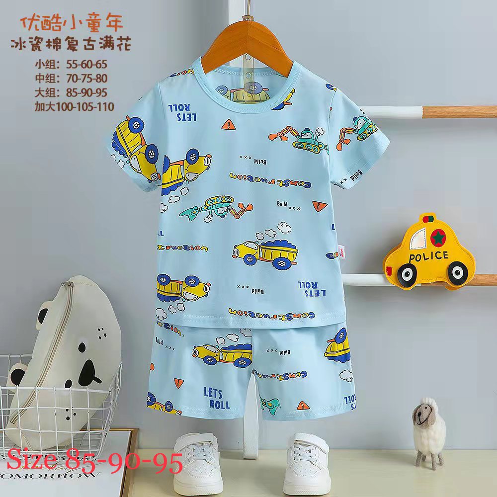 Đồ bộ bé trai - Bộ thun Cotton Quảng Châu xuất Hàn cho bé trai từ 26-36kg