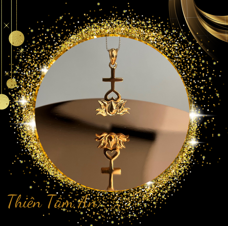 Mặt dây chuyền Thiên Tâm chất liệu Bạc mạ vàng 24K loại 2cm thiết kế thanh lịch gia công tinh xảo