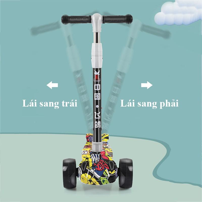 Xe trượt Scooter cao cấp bánh to phát sáng - Xe trượt cho bé 4 bánh có đèn