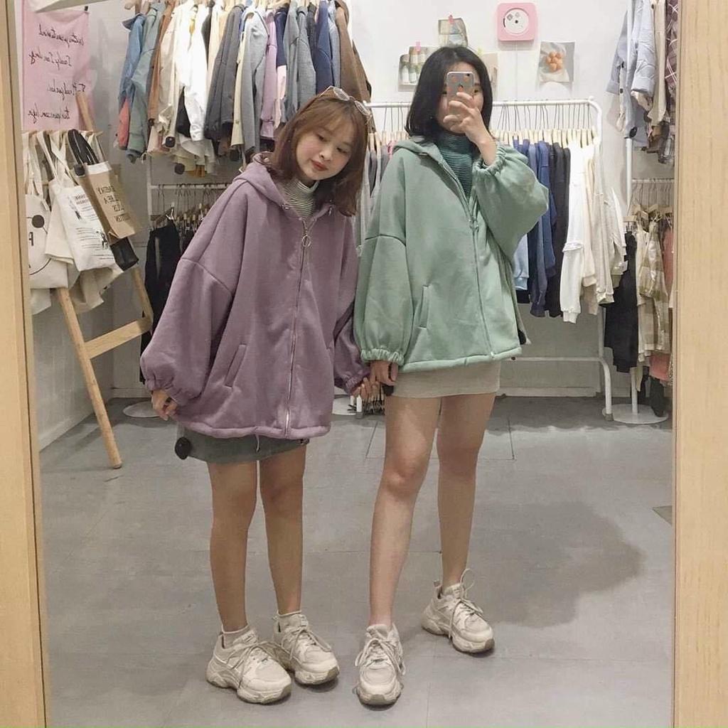 Áo khoác nỉ Hoodie Dây Kéo KHÓA TRÒN Ulzzang form rộng Unisex bông 2 lớp Guvia