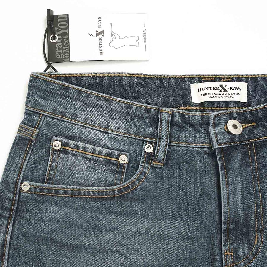 Quần Short Jeans Nam Cao Cấp HUNTER X-RAYS Form Slimfit Thun Nhẹ Xanh Căn Bản S39