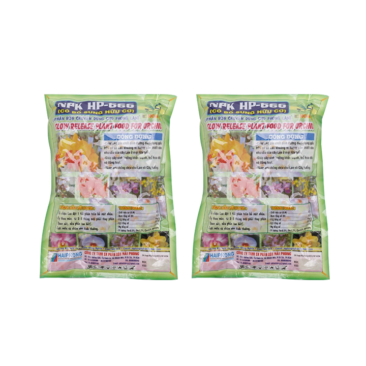 Combo 2 bịch phân bón hoa lan túi lọc tan chậm Hải Phong 666  600g - Orchid fertilizer - Chuyên dùng hoa lan