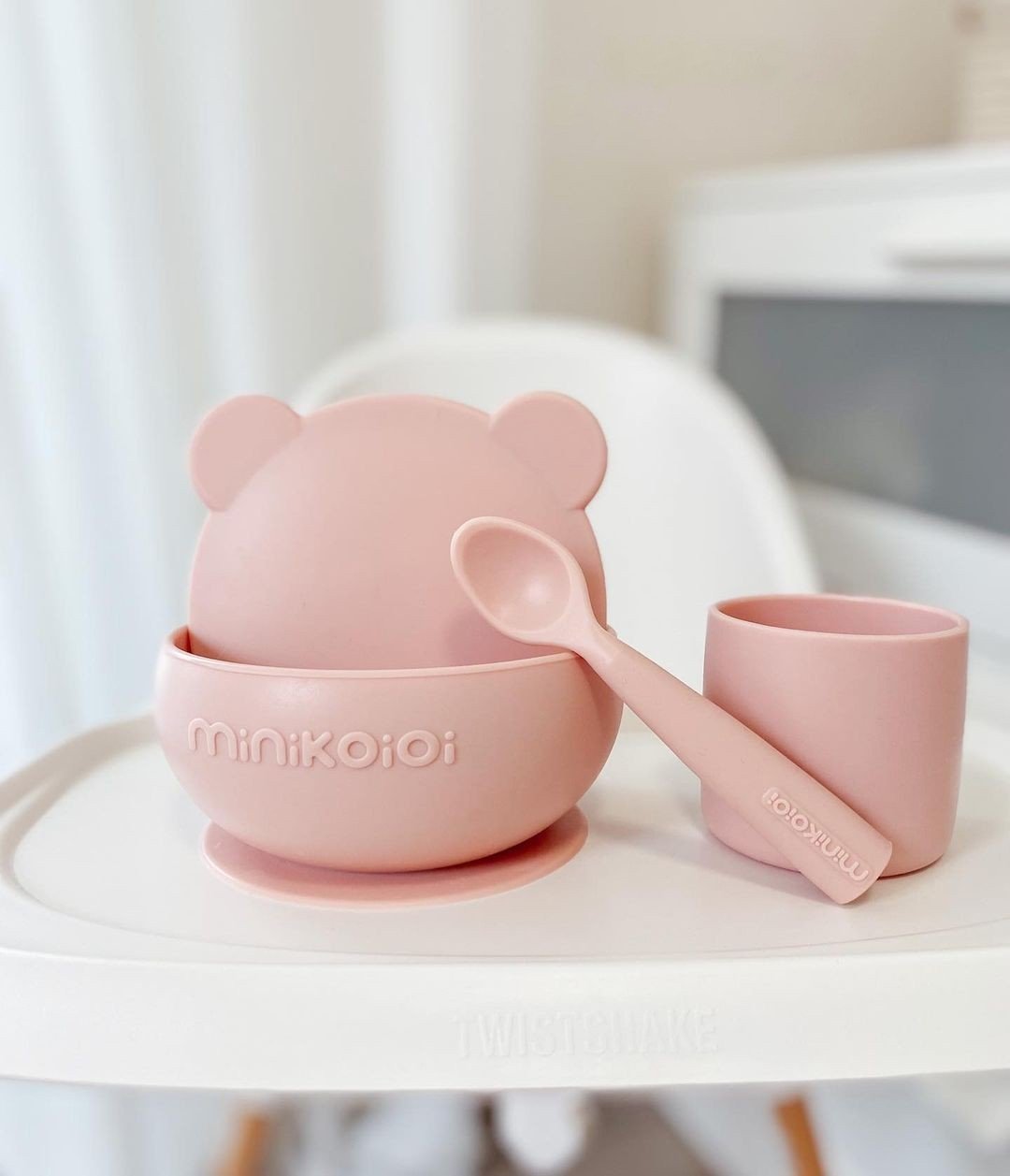 MinikOiOi Bộ ăn dặm số 1 cho bé chất liệu silicone cao cấp gồm chén, cốc và muỗng