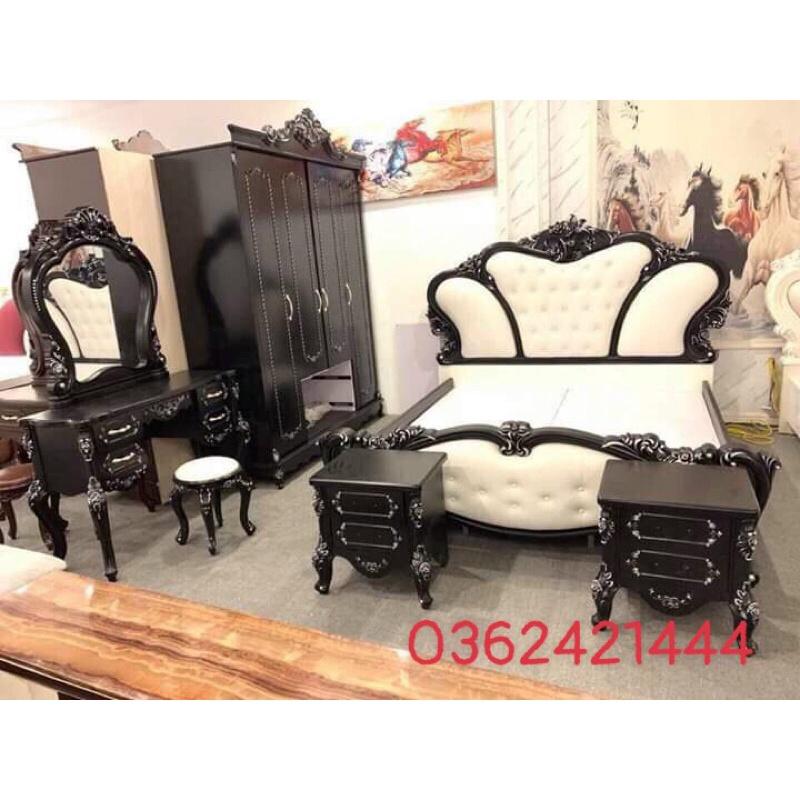 Combo bộ giường+tủ áo+ bàn phấn + táp tân cổ điển
